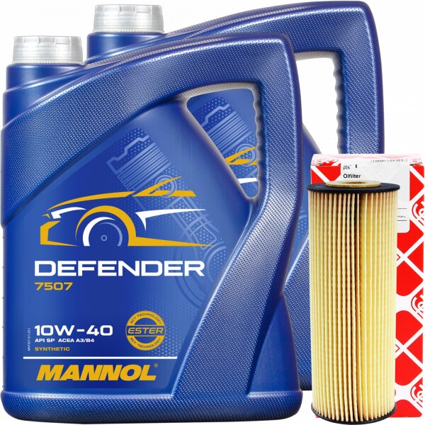FEBI BILSTEIN Ölfilter + MANNOL Defender 10W-40 Motoröl, 10L