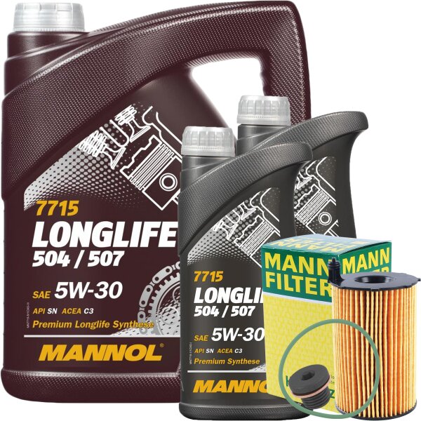 MANN-FILTER Ölfilter + Schraube + MANNOL 504 / 507 5W-30, 7 L