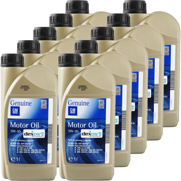 10x OE OPEL GM 5W-30 dexos2 Motorö 93165554, 1L