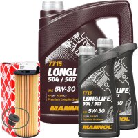 FEBI BILSTEIN Ölfilter + MANNOL Longlife 504.00 / 507.00 5W-30, 7 Liter