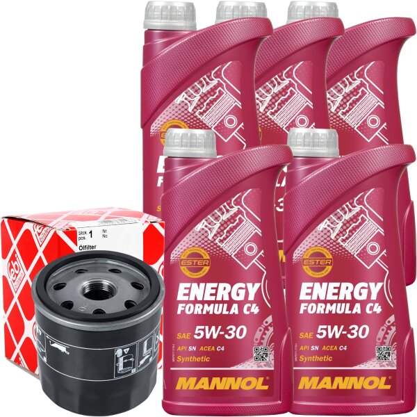 FEBI BILSTEIN 109603 Ölfilter + 5x MANNOL Energy Formula C4 5W-30, 1 L