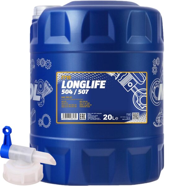 MANNOL LONGLIFE 504/507 5W-30, 20L + Ausgießer