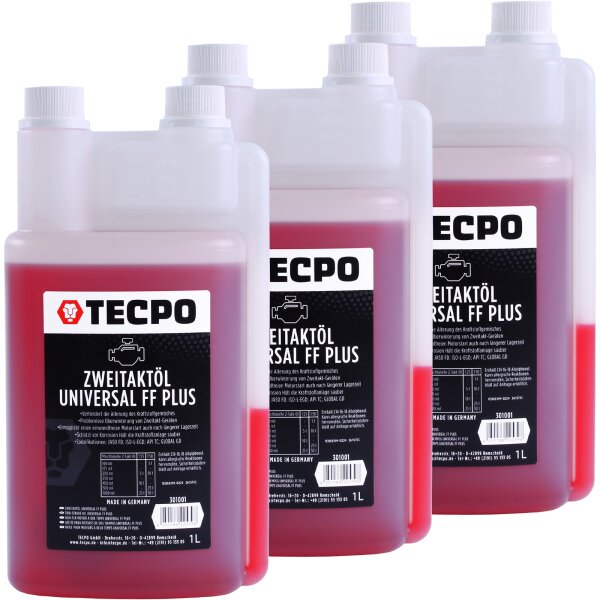 3x TECPO Zweitaktöl FF Plus teilsynthetisches Universal 2-Takt-Öl, 1L