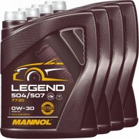 4x MANNOL Legend 504/507 0W-30, 5 Liter