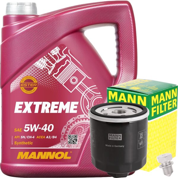 MANN-FILTER Ölfilter + MANNOL Extreme 5W-40 API SN/CF, 5 Liter