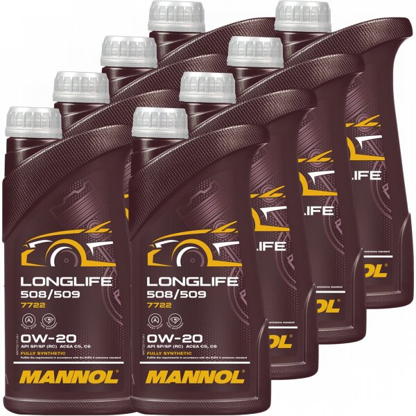 8x MANNOL Longlife 508/509 0W-20, 1L