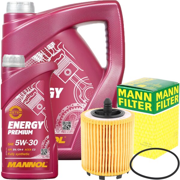 MANN-FILTER Ölfilter + MANNOL Energy Premium 5W-30, 6L