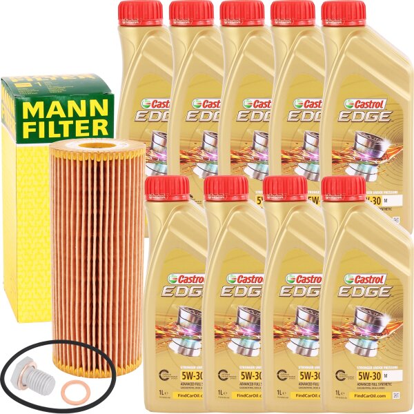 MANN-FILTER Ölfilter + CASTROL EDGE M 5W-30, 9x1L