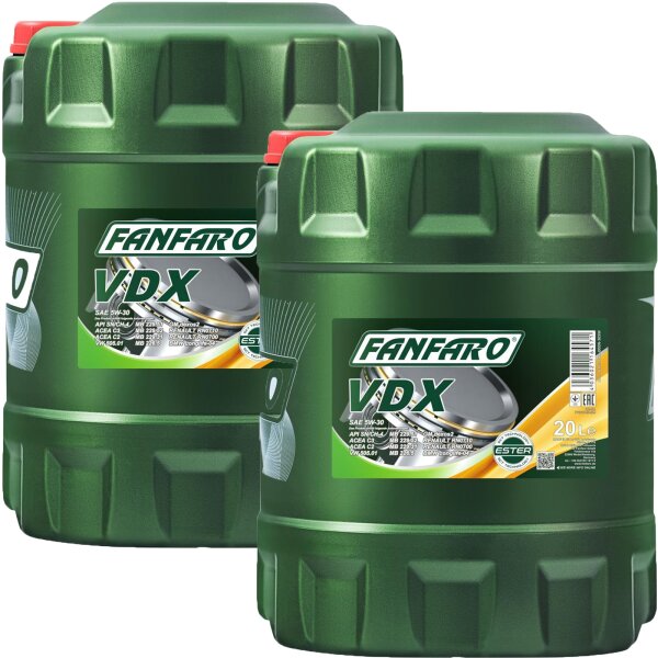 2x FANFARO VDX 5W-30 Vollsynthetisches Motoröl, 20L