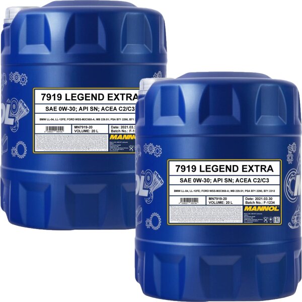 2x MANNOL Legend Extra 0W-30, 20L