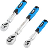 TECPO 3x Ausziehbare-Umschaltknarren 1/4", 3/8", 1/2"