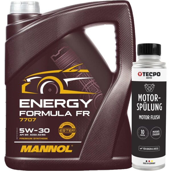 MANNOL 5W-30 Energy Formula FR, 5L + Motorspülung Motor Flush Motorreiniger 300 ml