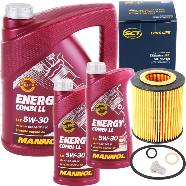 SCT Ölfilter + Schraube + 7L Mannol 5W-30 Combi LL