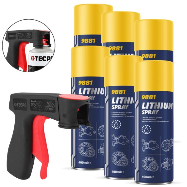6x400ml MANNOL Lithium Spray + Sprühpistole