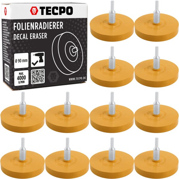 12x TECPO Folienradierer Etiketten Klebereste Aufkleber Entferner Ø 90 mm