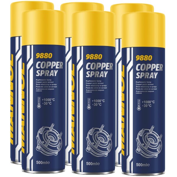 6x MANNOL Kupfer Spray, 500 ml