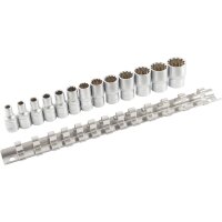 TECPO Vielzahn Steckschlüssel Satz 1/4 Zoll + BGS Ratsche, 13-teilig