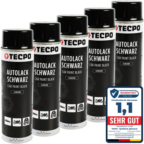 5x 500 ml TECPO Autolack schwarz glänzend