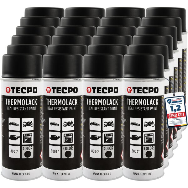 24x TECPO Thermolack Auspufflack Ofenlack 800°C schwarz 400 ml