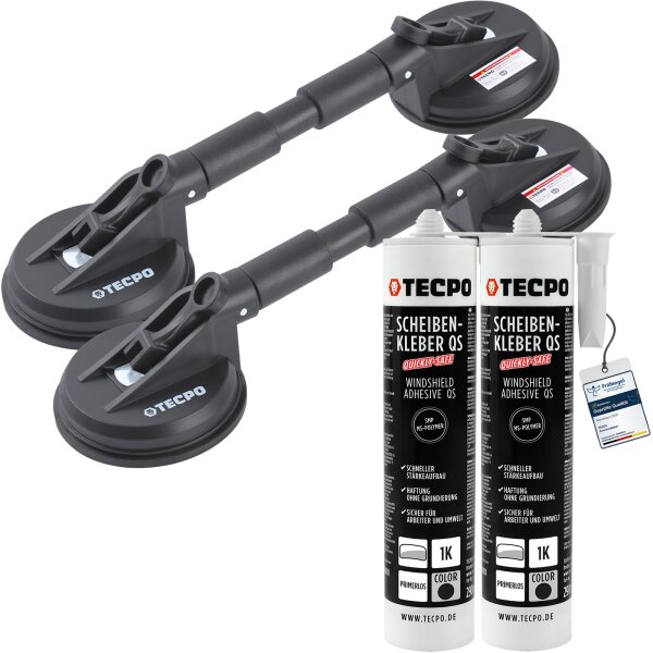 2x TECPO Scheibenkleber 290 ml MS-Polymer + Gummi-Doppelsauger Ø 118mm