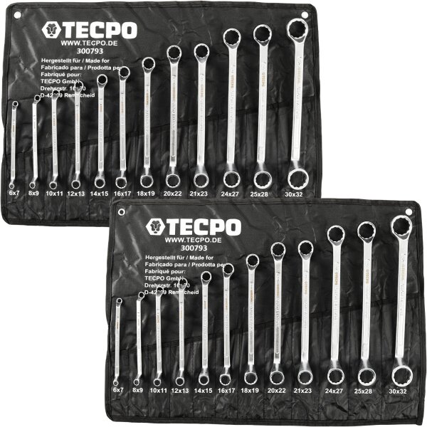 2x TECPO Doppel-Ringschlüssel-Satz SW 6-32mm, 12-tlg.