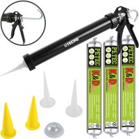 TECPO Kartuschenpresse + 3x 600 ml PETEC K&D Karosserie Klebe-& Dichtmasse, Weiß