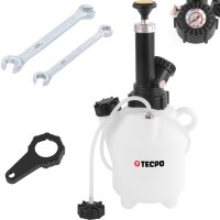TECPO Bremsenentlüftungsgerät 2 L + BGS Offener Doppel-Ringschlüssel-Satz SW 10 x 11 / 12 x 13 mm, 2-tlg