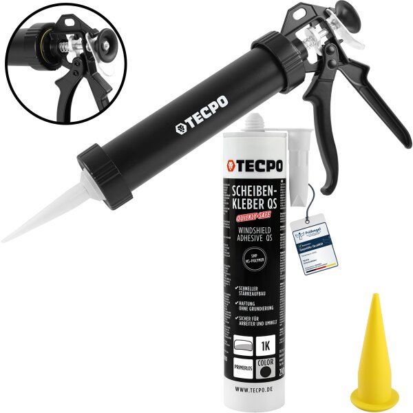 TECPO Scheibenkleber 290 ml MS-Polymer + Alu-Kartuschenpresse 220 mm
