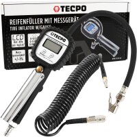 TECPO Digitaler Reifenfüller 0-10 Bar + Drukluft...