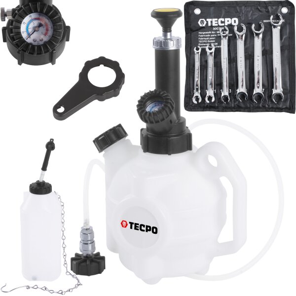 TECPO Bremsenentlüftungsgerät 4 L + Offener Schlüssel