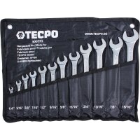 TECPO Schraubendreher- und Bit Set 100-tlg. + Maul-Ringschlüssel-Satz, Zollgrößen, SW 1/4" - 15/16", 12-tlg.