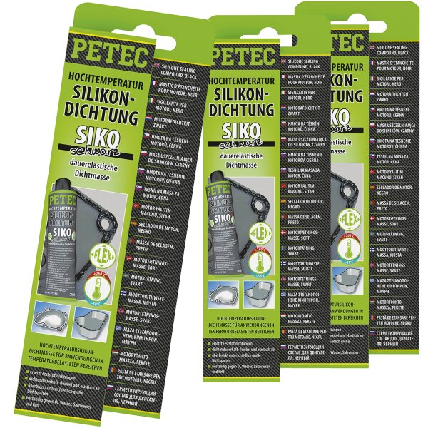3x PETEC Hochtemperatur-Silikondichtung, dauerelastisch schwarz, 70mL