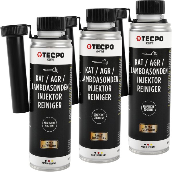 3x TECPO KAT,- AGR,- Lambdasonden,- & Injektor-Reiniger ESTER, 300 ml