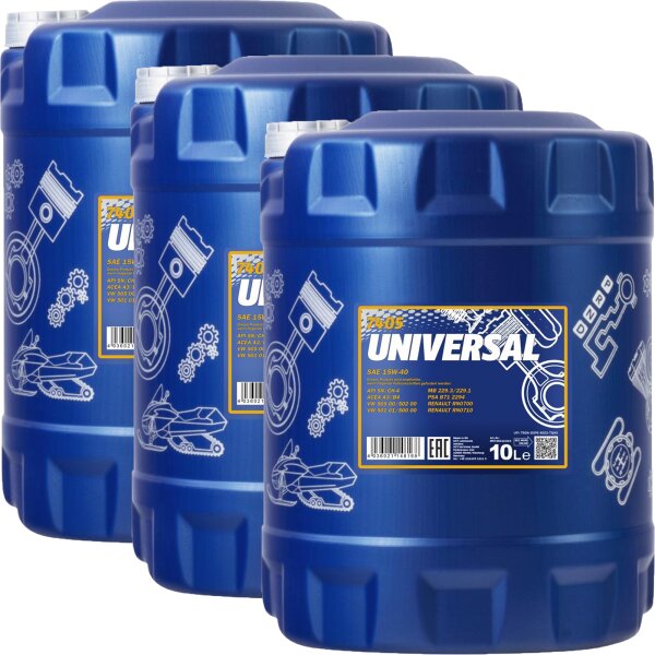 3x MANNOL Universal 15W-40, 10L