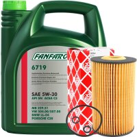 FEBI Ölfilter + FANFARO 5W-30 VW 504.00 507.00, 5 Liter