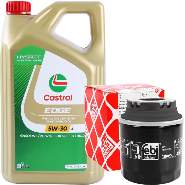 FEBI BILSTEIN Ölfilter + CASTROL 5W-30 EDGE TITANIUM FST, 5 Liter