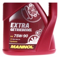 MANNOL Extra Getriebeöl 75W-90 API GL 4/GL 5 LS, 5x4 Liter + Öltrichter 4-teilig