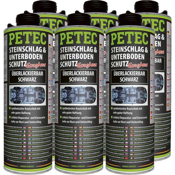 6x PETEC Steinschlag- & Unterbodenschutz schwarz, 1L