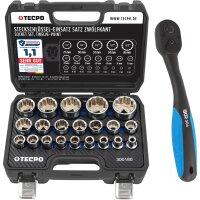 TECPO Vielzahn Steckschlüssel Satz SW 8-36 mm, 1/2...