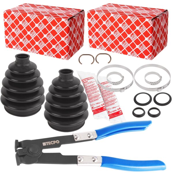 2x FEBI BILSTEIN 29609 Faltenbalgsatz, Antriebswelle + Zange