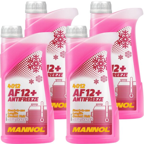 4x MANNOL Longlife Kühlerfrostschutz AF12+, 1 Liter