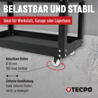 TECPO Werkstattwagen 300 kg Tragkraft 3 Etagen + LED Akku Handlampe 500 Lumen + Schraubendreher-Satz 6-tlg.
