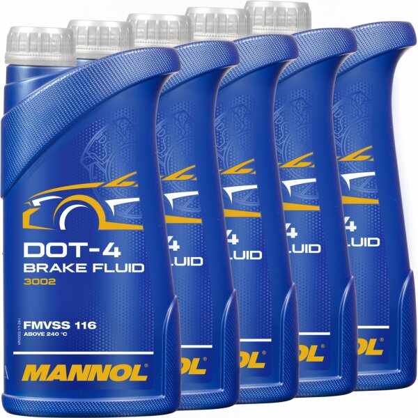 5x MANNOL Bremsflüssigkeit DOT-4, 1L