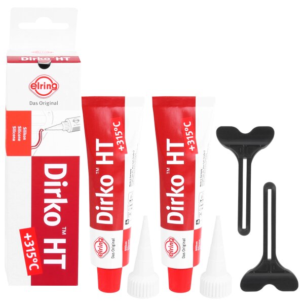 2x ELRING Dichtmasse Dichtstoff Dirko HT, rot, 70 ml
