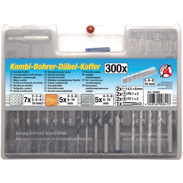 BGS DIY Kombi-Bohrer-Dübel-Koffer, 300-tlg.