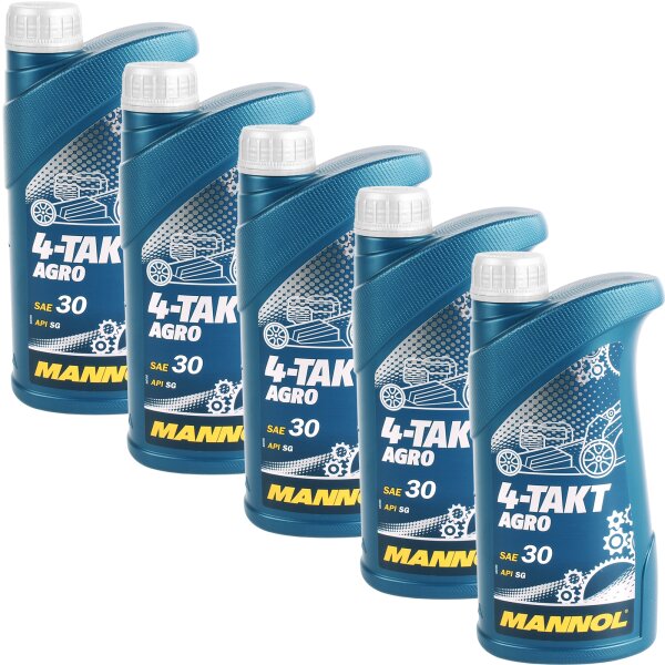 5x MANNOL 4-TAKT AGRO SAE 30, 1L