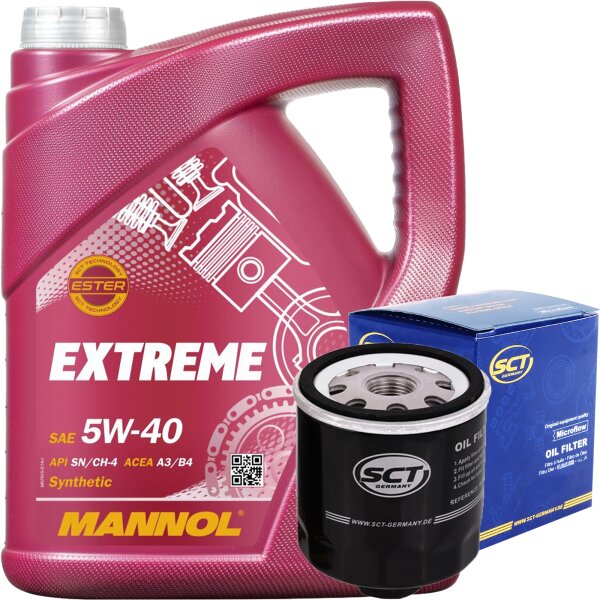 SCT Ölfilter + MANNOL Extreme 5W-40 API SN/CF, 5 Liter