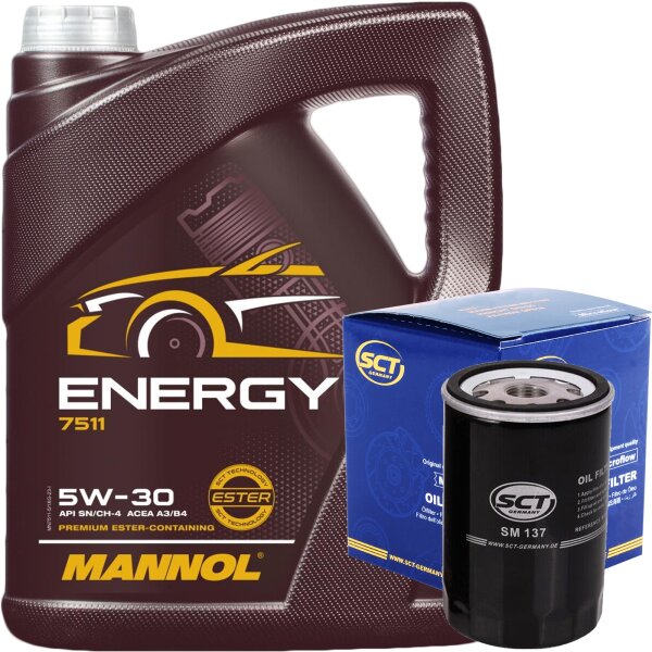 SCT Germany Ölfilter + Mannol 5W30 ENERGY 5 Liter