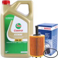 BOSCH Ölfilter + CASTROL 5W-30 EDGE TITANIUM FST, 5...