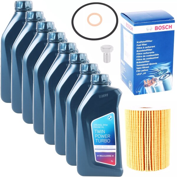 Bosch Ölfilter Satz + 8L OE BMW Motoröl 5W30